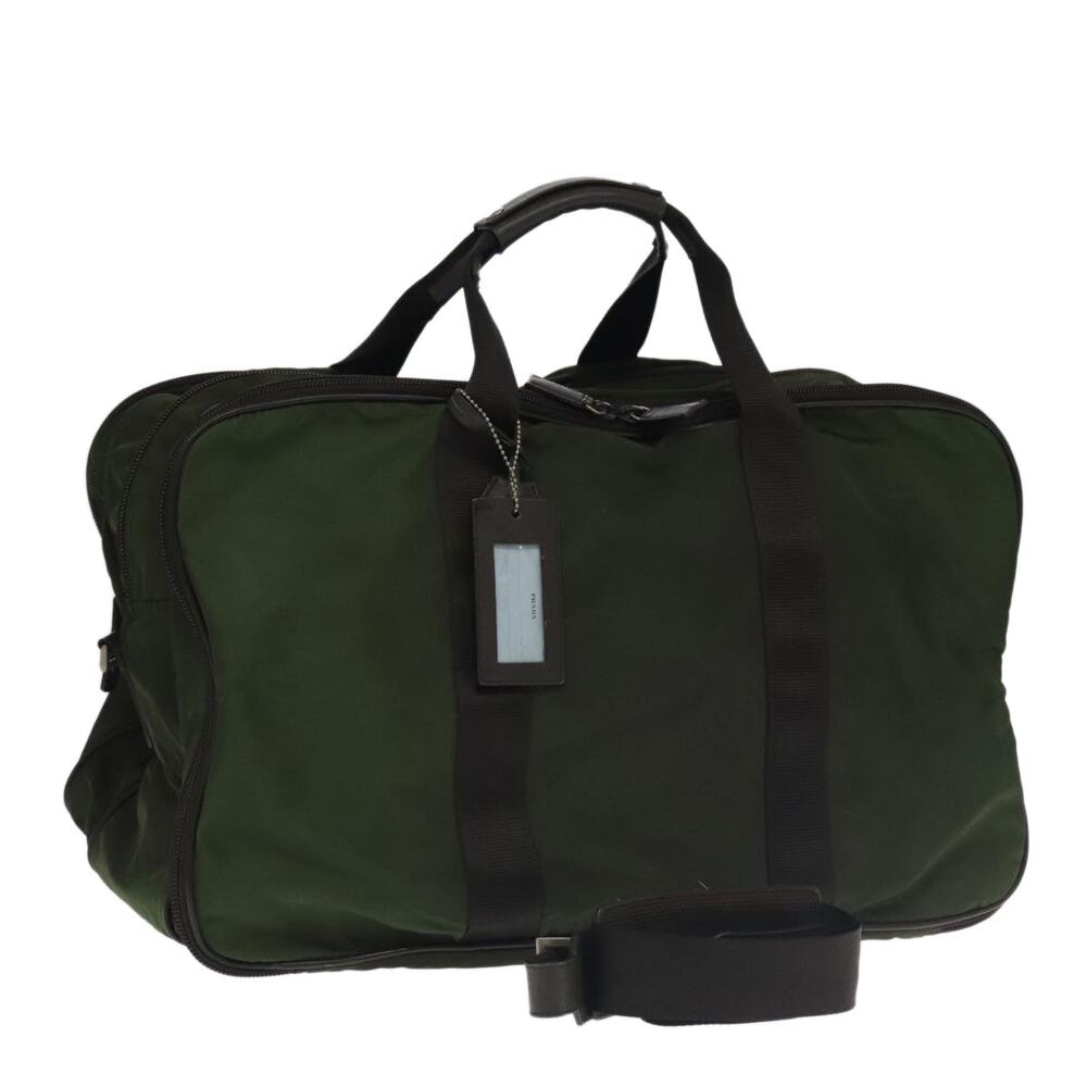 PRADA Boston Bag Nylon Khaki Silver - Picture 1 of 16